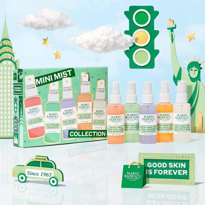 Mario Badescu Mini Mist Collection 5x59 ml ansigtsspray i gaveæske med New York tema i grønne nuancer