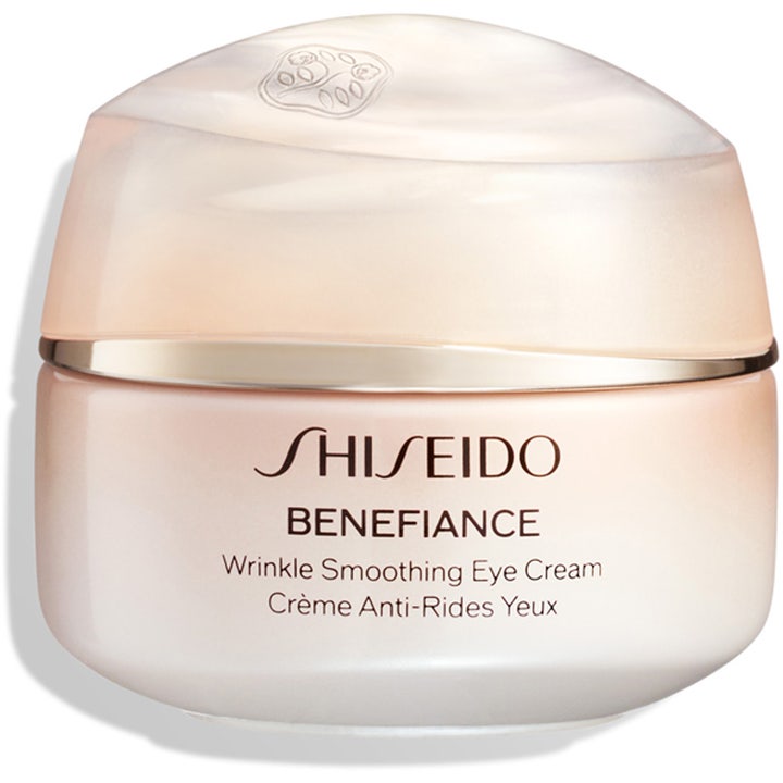 Shiseido Benefiance Wrinkle Smoothing Eye Cream 15ml udglattende øjencreme i en elegant beige krukke med perlemorslåg
