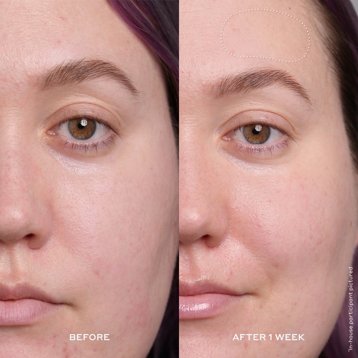 Ole Henriksen Banana Bright Vitamin C Serum 30 ml viser før og efter resultater på hudens udstråling efter en uges brug.