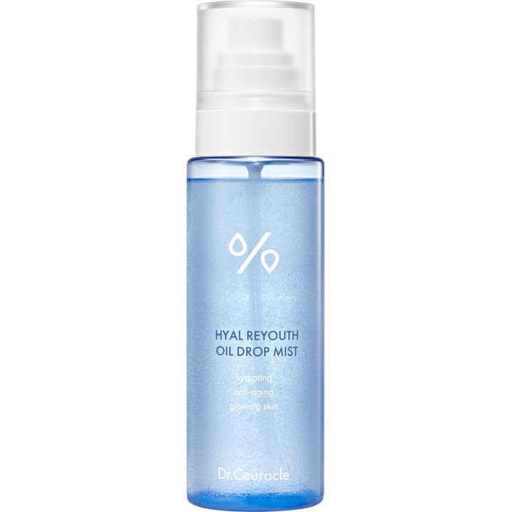 Dr. Ceuracle Hyal Reyouth Oil Drop Mist 110ml fugtgivende ansigtsspray i blå gennemsigtig flaske med hvid spraypumpe