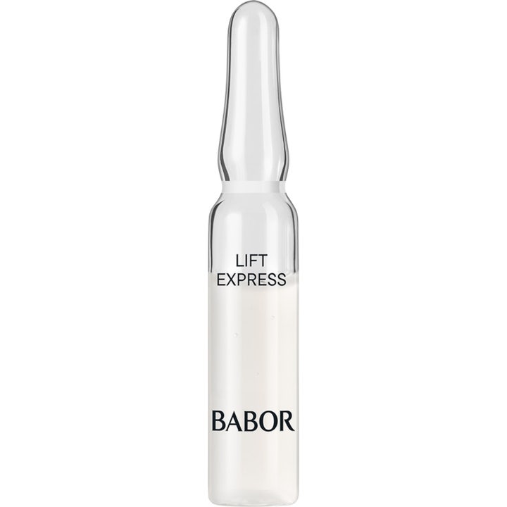 Babor Lift Express opstrammende serum i en klar glasampul der giver huden et synligt og hurtigt løft.
