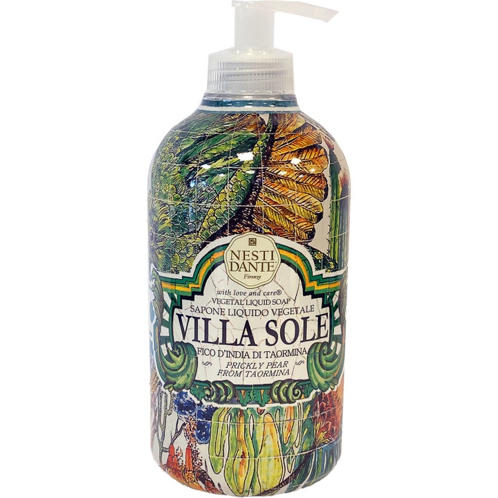 Nesti Dante Villa Sole 500 ml flydende håndsæbe i dekorativ plastflaske med pumpe og farverigt kaktusprint