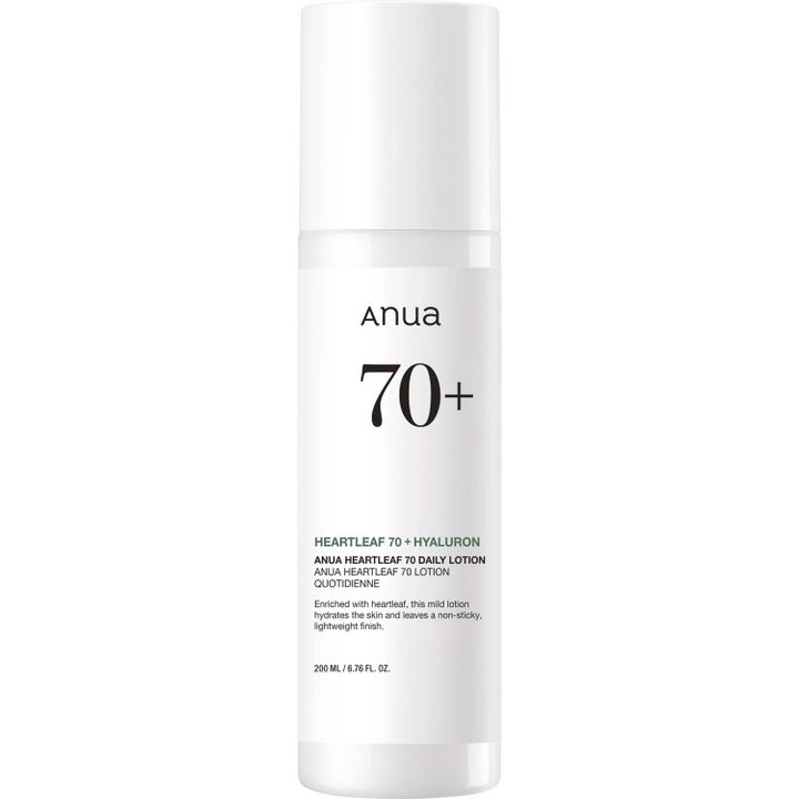 Anua Heartleaf 70 Daily Lotion 200 ml beroligende ansigtslotion i en hvid minimalistisk pumpeflaske