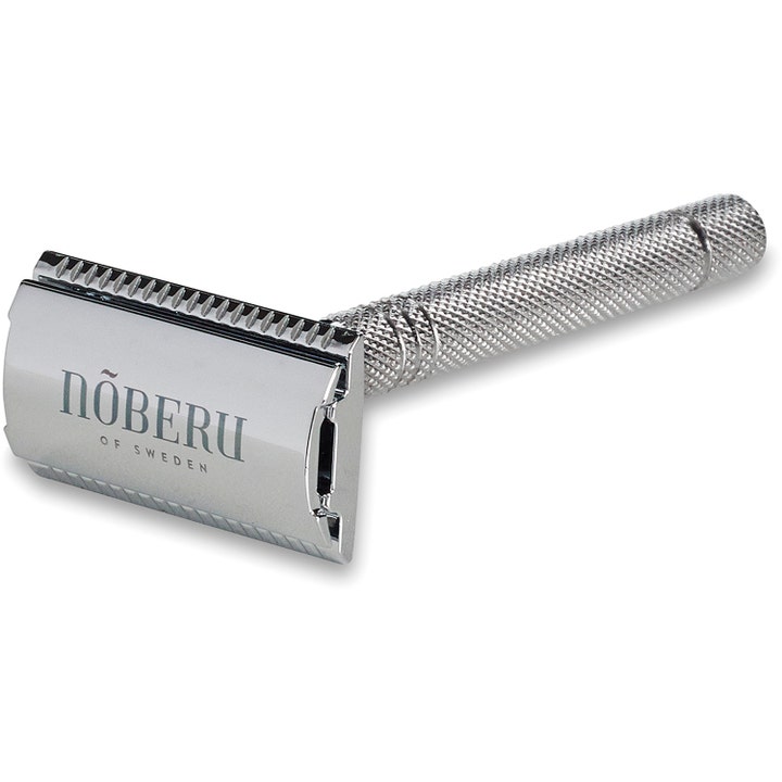 Nõberu of Sweden Sikkerhedshøvl til klassisk barbering i krom med tekstureret håndtag og indgraveret logo