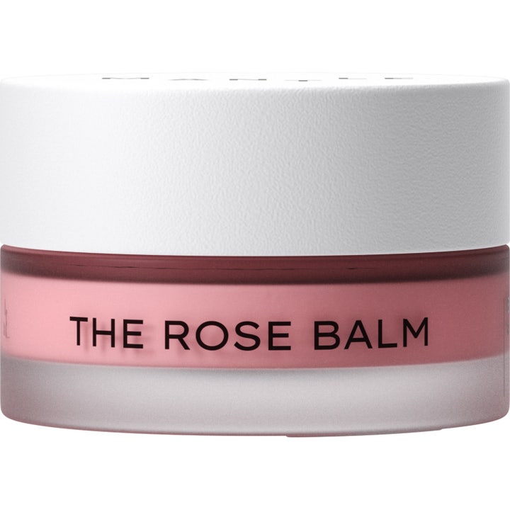 Mantle The Rose Balm 15 ml plejende læbeprodukt i en lille krukke af frostet glas med hvidt låg