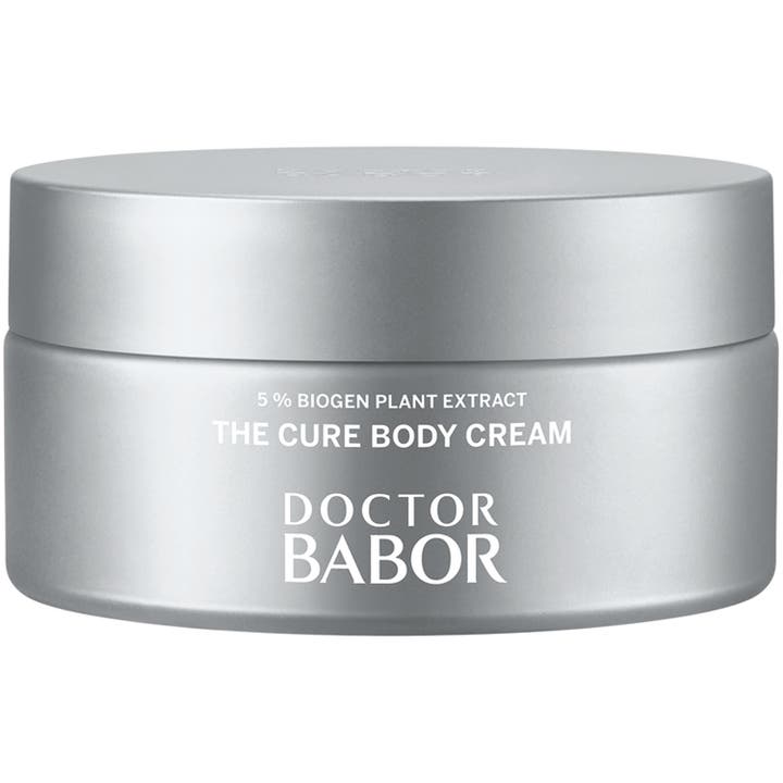 Doctor Babor The Cure Body Cream nærende kropspleje i en stilren sølvfarvet krukke med hvid tekst