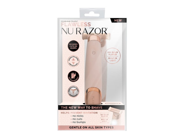 Flawless Nu Razor 1 stk til hårfjerning giver skånsom barbering i roseguld design med 18K guldbelagt hoved