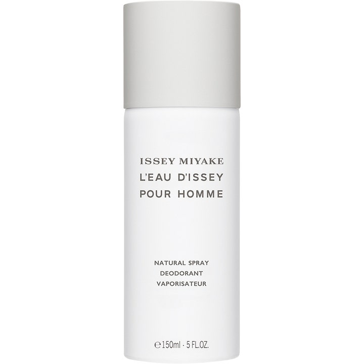 Issey Miyake L'Eau d'Issey Pour Homme 150 ml deodorant spray giver friskhed i en hvid flaske med gråt låg
