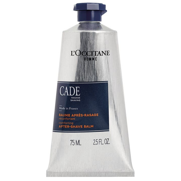 L'Occitane Homme Cade After-Shave Balm 75 ml beroligende aftershave i sølvfarvet metaltube med mørkeblåt låg