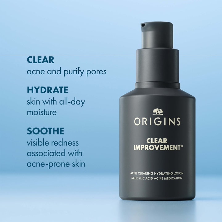 Origins Clear Improvement 50 ml fugtgivende ansigtscreme med salicylsyre i grå flaske med pumpe