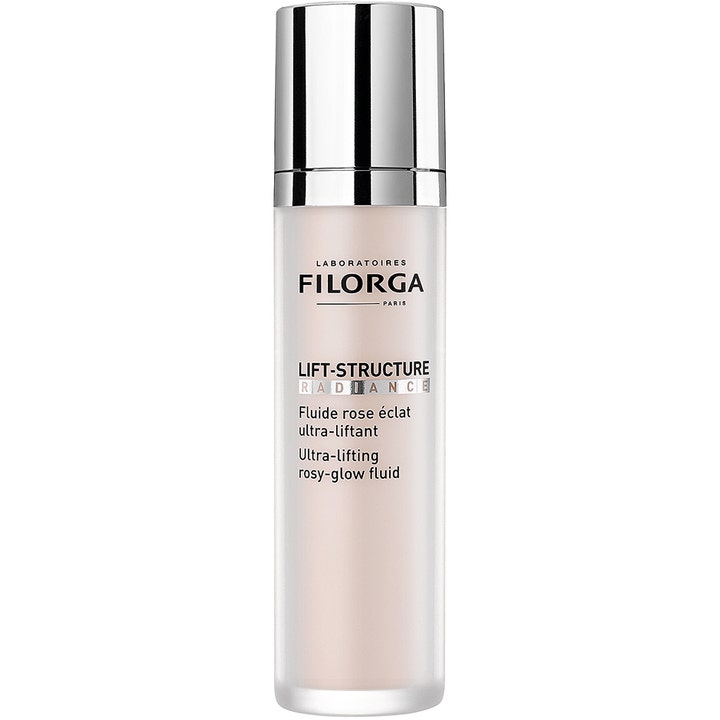 Filorga Lift-Structure Radiance 50 ml opstrammende ansigtsfluid der giver glød i en pumpeflaske med blankt sølvlåg.