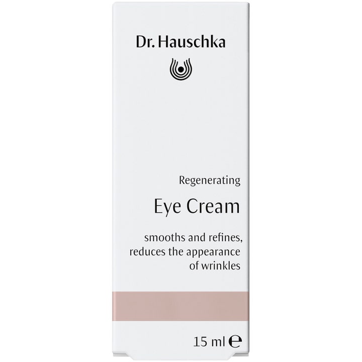 Dr. Hauschka Regenerating Eye Cream 15 ml øjencreme mod rynker i hvid papæske med rosa detalje