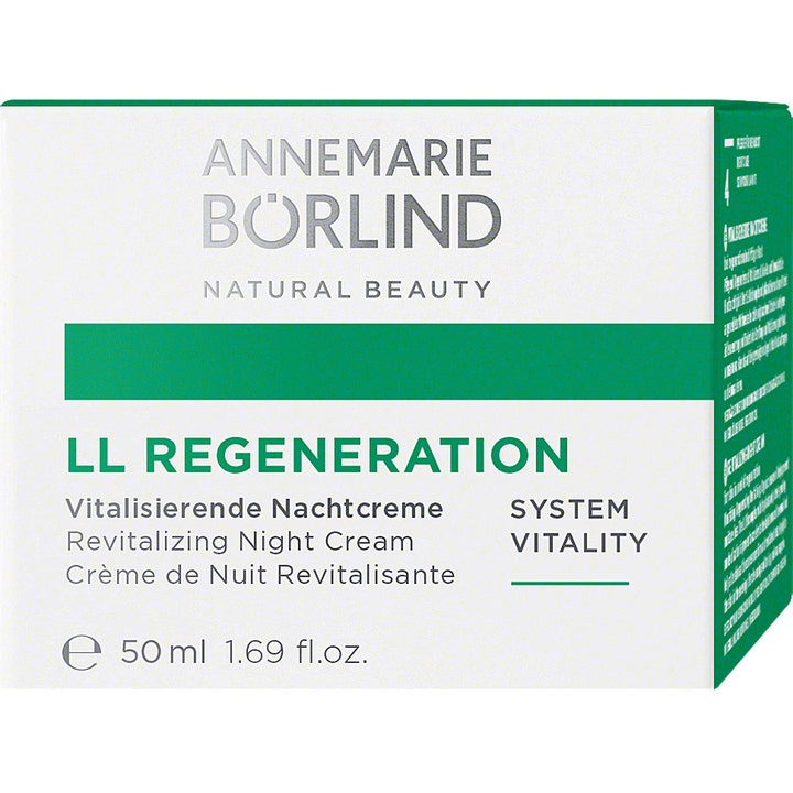 Annemarie Börlind LL Regeneration Night Cream 50 ml vitaliserende natcreme i hvid æske med grøn detalje