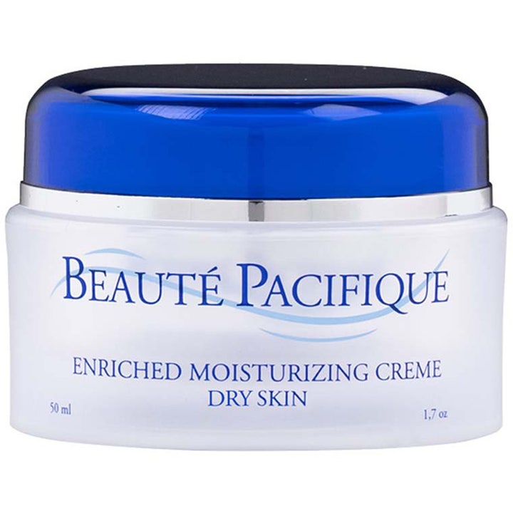 Beauté Pacifique Enriched Moisturizing Creme Dry Skin 50 ml fugtgivende ansigtscreme i hvid krukke med blåt låg