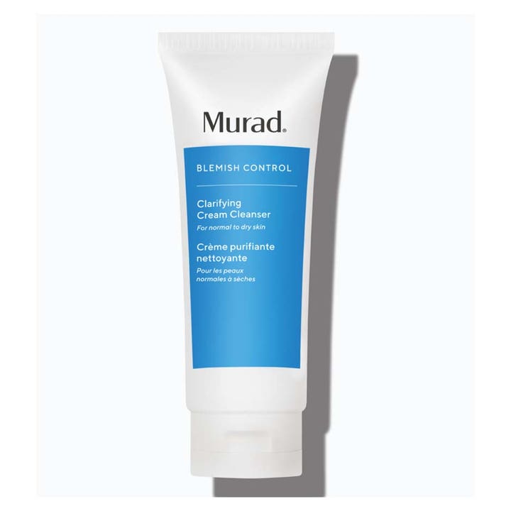 Murad Blemish Control Clarifying Cream Cleanser 200 ml i hvid tube med blåt panel der renser huden