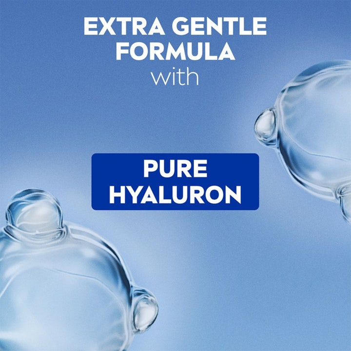 NIVEA Gentle Eye Make Up Remover 125 ml øjenmakeupfjerner med Pure Hyaluron og klare vanddråber på blå bund