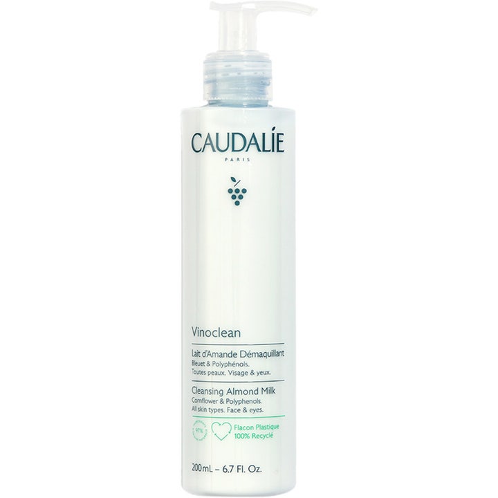 Caudalie Vinoclean Cleansing Almond Milk 200 ml mild ansigtsrens der fjerner makeup i hvid plastflaske med pumpe