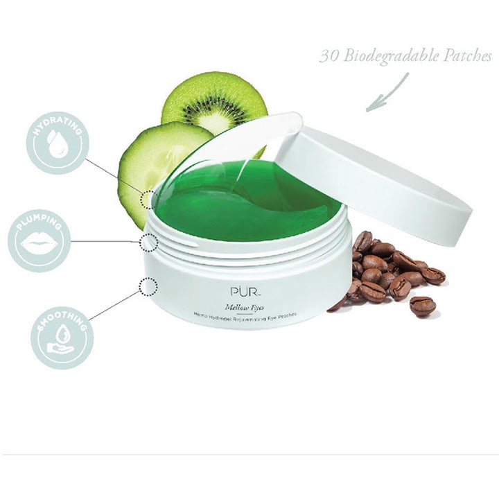 PÜR Mellow Eyes Rejuvenating Eye Patches 90 g fugtgivende øjenmaske med grønne patches, kiwi og agurk