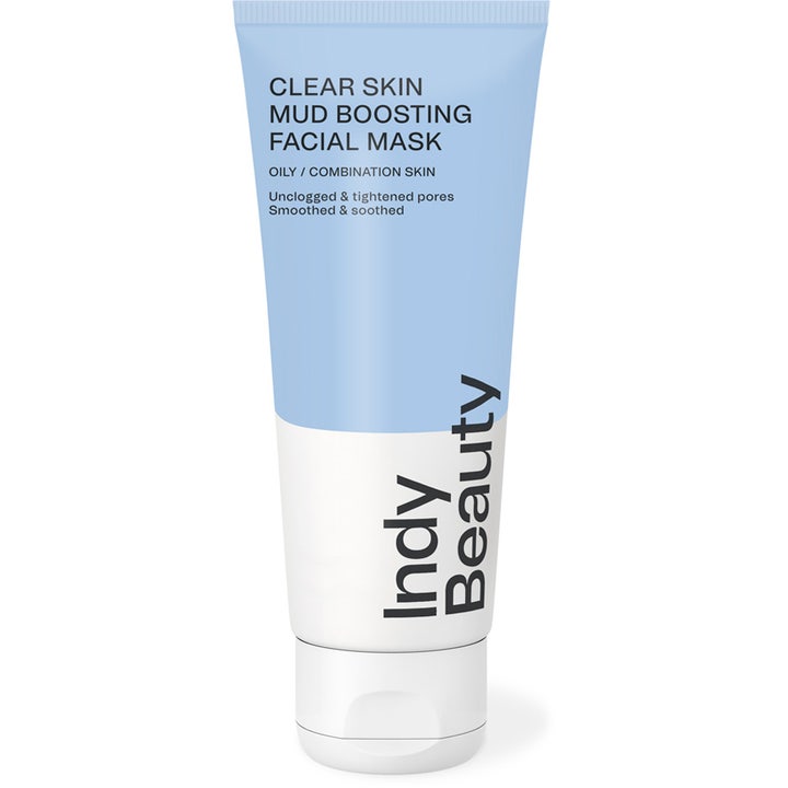 Indy Beauty Clear Skin Mud Boosting Facial Mask ansigtsmaske der renser porer i en lyseblå og hvid tube