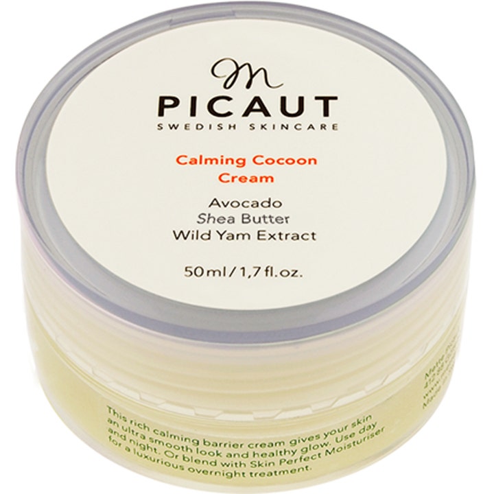 M. Picaut Calming Cocoon Cream 50 ml beroligende ansigtscreme i rund krukke med avocado og sheasmør