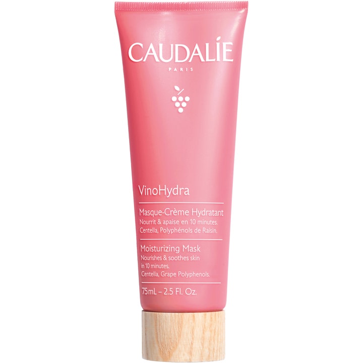 Caudalie VinoHydra Moisturizing Mask 75ml fugtgivende ansigtsmaske der beroliger huden i lyserød tube med lyst trælåg