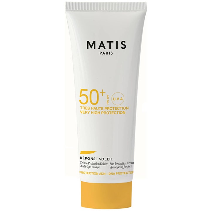 Matis Réponse Soleil Sun Protection Cream SPF 50 50 ml anti-age solcreme i hvid tube med gult låg