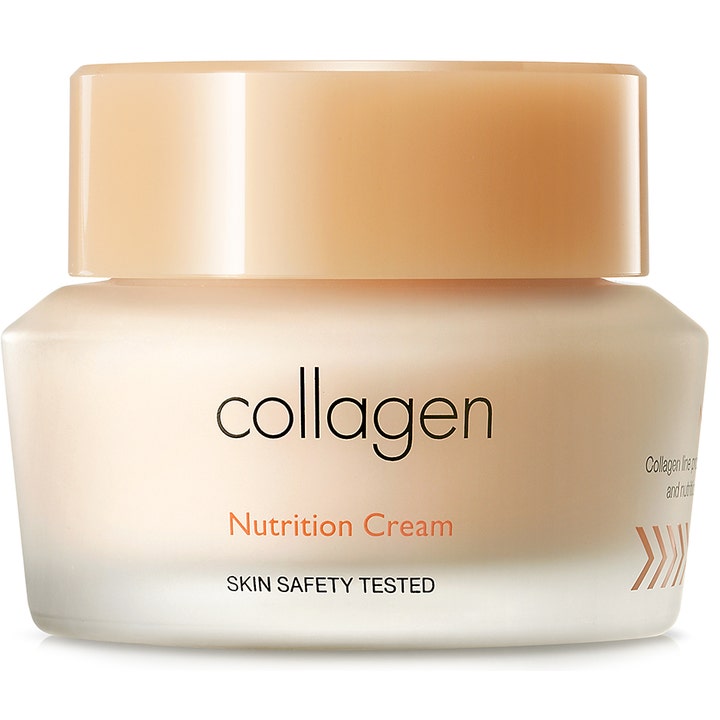 It's Skin Collagen Nutrition Cream 50ml nærende ansigtscreme i mat glaskrukke med ferskenfarvet låg