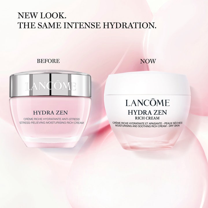 Lancôme Hydra Zen Rich Cream 50 ml fugtgivende dagcreme i ny lyserød krukke med hvidt låg og teksten New Look.