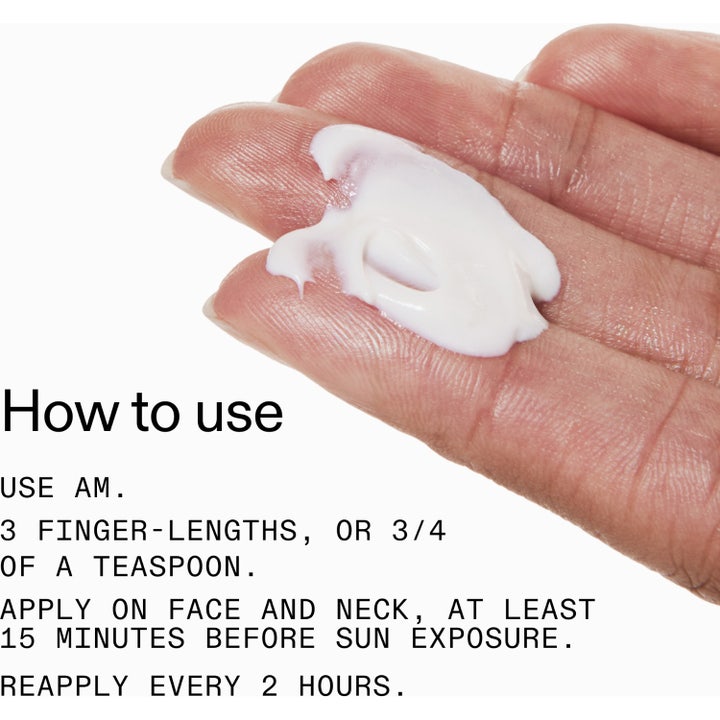 The INKEY List Polyglutamic Acid Dewy Sunscreen SPF30 50 ml fugtgivende solcreme viser hvid tekstur og How to use vejledning
