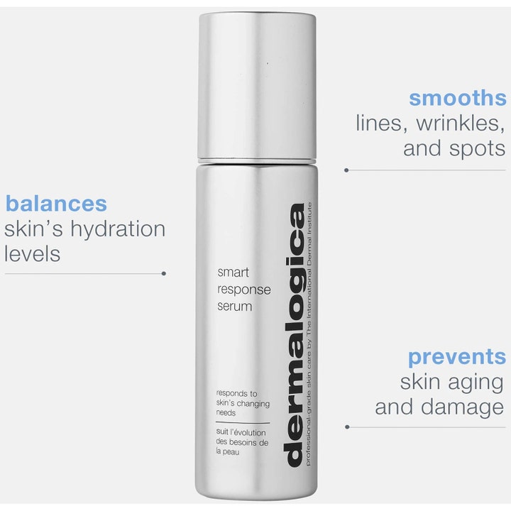 Dermalogica Smart Response Serum 30 ml fugtgivende serum i sølvflaske der udglatter fine linjer.