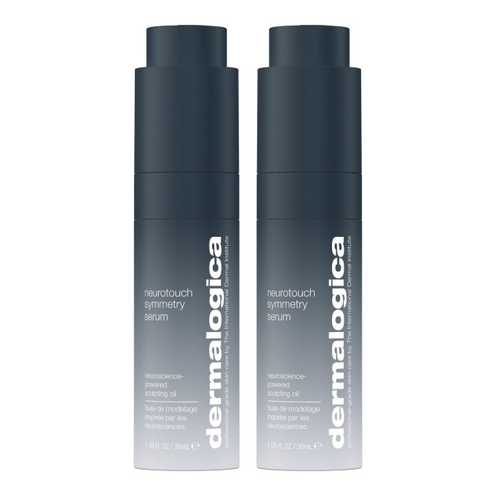 Dermalogica Neurotouch Symmetry Serum 30 ml opstrammende ansigtsolie i to mørkegrå matte cylindriske flasker