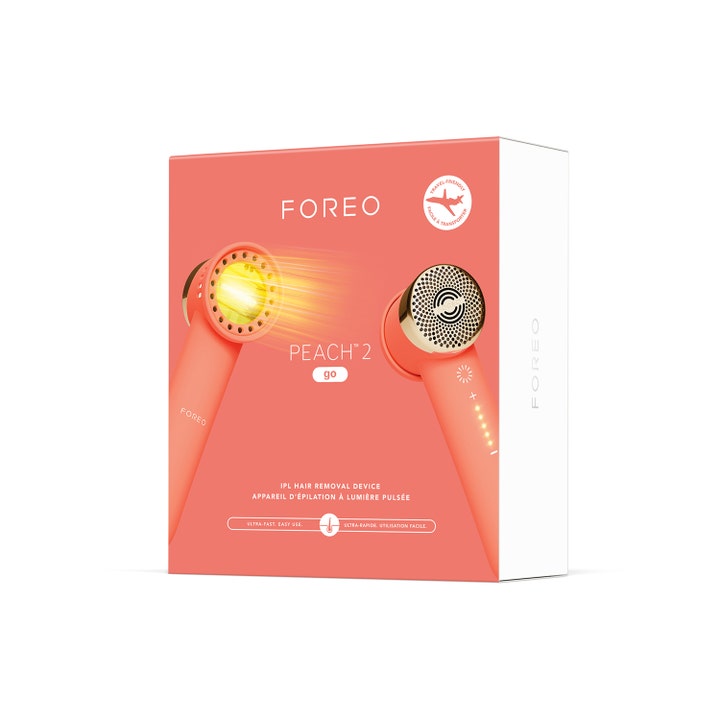 FOREO PEACH 2 go Peach 1 stk IPL-hårfjerning til glat hud i ferskenfarvet æske med rejsevenligt design