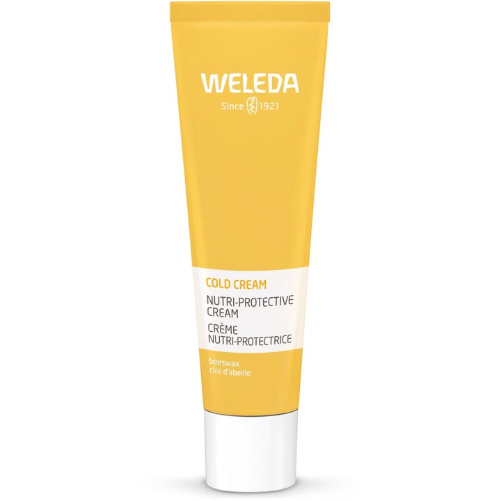 Weleda Cold Cream Nutri-Protective Cream 30 ml beskyttende ansigtscreme med bivoks i en gul tube med hvidt låg
