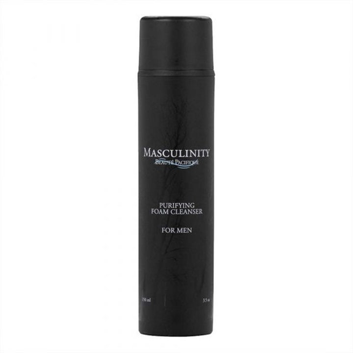 Beauté Pacifique Masculinity Purifying Foam Cleanser 150 ml renseskum i en mat sort flaske med pumpe.