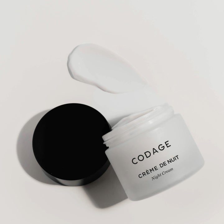 Codage Paris The Night Cream 50 ml plejende natcreme i frostet glaskrukke med hvid cremet tekstur
