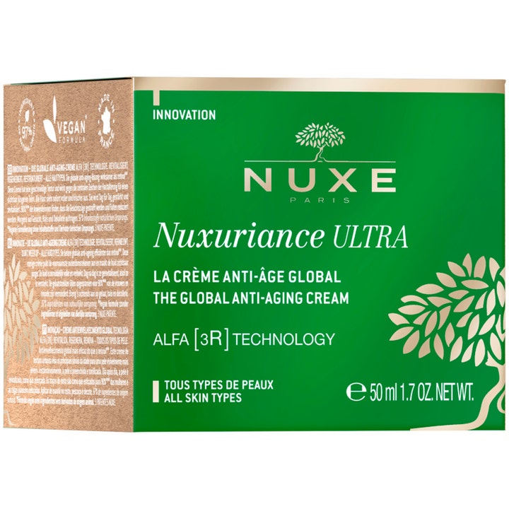 Nuxe Nuxuriance ULTRA 50 ml anti-aging ansigtscreme i grøn og guld æske med vegansk formel til alle hudtyper