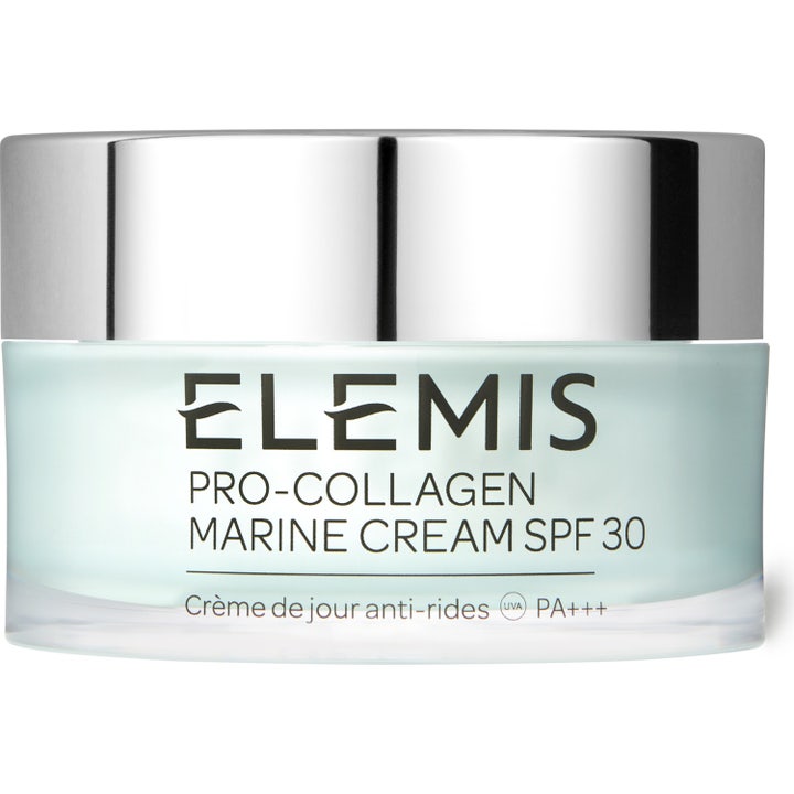 Elemis Pro-Collagen Marine Cream SPF30 50 ml fugtgivende dagcreme i en lyseblå glaskrukke med sølvlåg