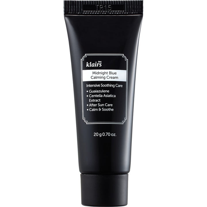 Klairs Midnight Blue Calming Cream 20 g beroligende ansigtscreme med centella i en stilren sort tube.