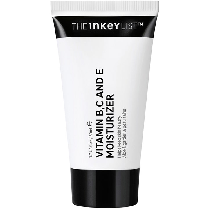 The Inkey List Vitamin B, C and E Moisturizer 50ml fugtgivende ansigtscreme i hvid tube med sort låg