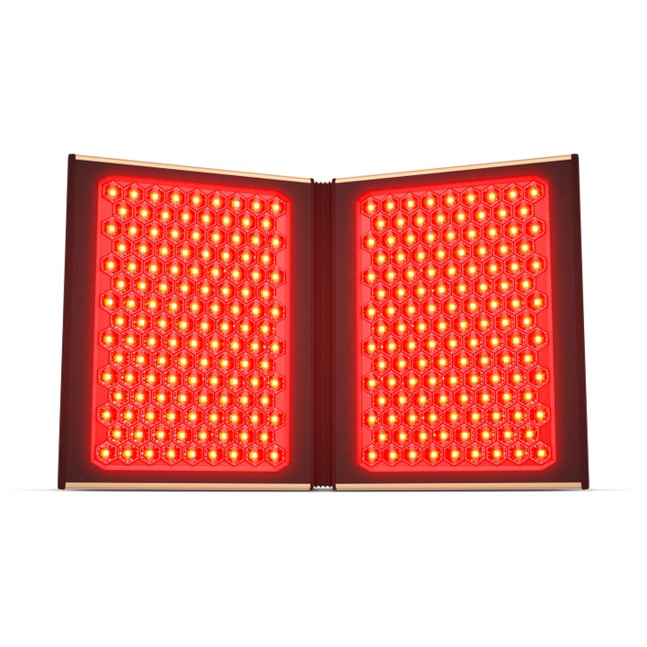 LED Lysterapi Panel mod rynker og urenheder i foldbart design med kraftige røde LED-lys i bikubemønster.