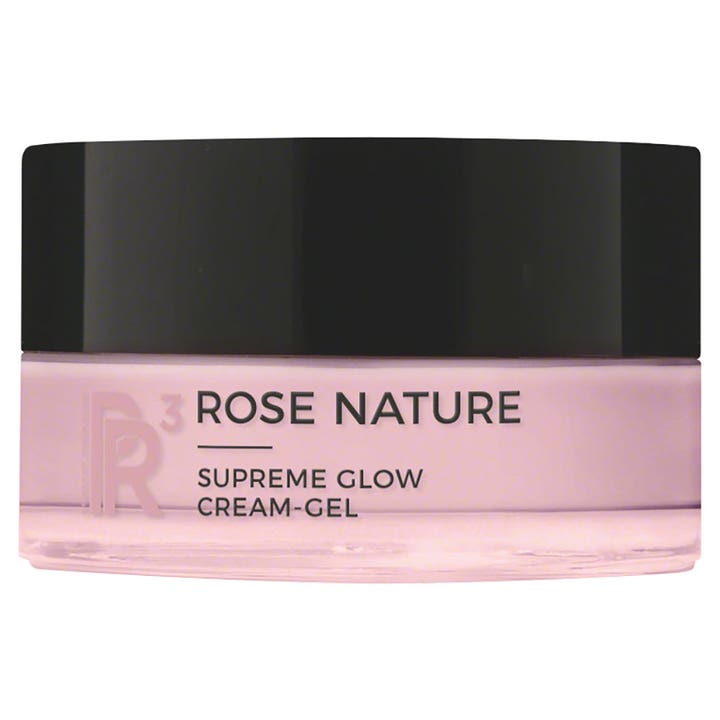 Annemarie Börlind Rose Nature Supreme Glow Cream-Gel 50 ml fugtgivende ansigtscreme i lyserød krukke med sort låg