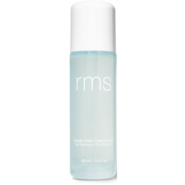 RMS Kakadu Clean Cleansing Gel 100 ml opfriskende ansigtsrens i en klar lyseblå flaske med hvidt låg.