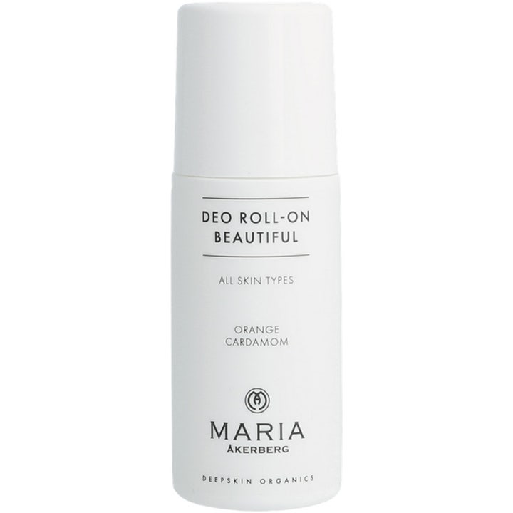 Maria Åkerberg Deo Roll-On Beautiful opfriskende deodorant til alle hudtyper i hvid minimalistisk plastbeholder.