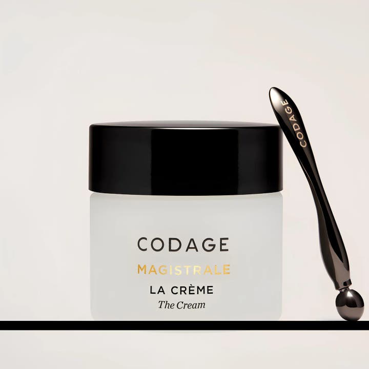 Codage Paris The Cream Magistrale 50 ml nærende dagcreme i frostet glaskrukke med sort låg og applikator