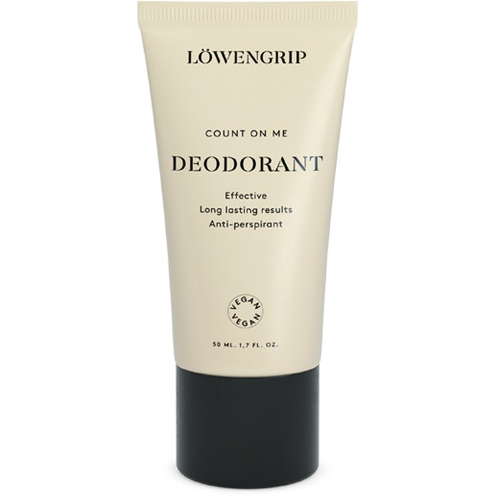 Löwengrip Count On Me Deodorant 50 ml effektiv antiperspirant i beige tube med sort låg der giver langvarig friskhed.