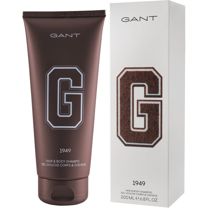 GANT 1949 Hair & Body Shower Gel 200 ml i brun tube og hvid æske med et stort G-logo
