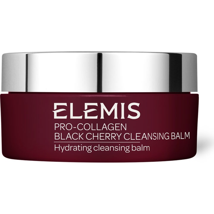 Elemis Pro-Collagen Black Cherry Cleansing Balm 100 g fugtgivende ansigtsrens i mørkerød krukke med sølvlåg