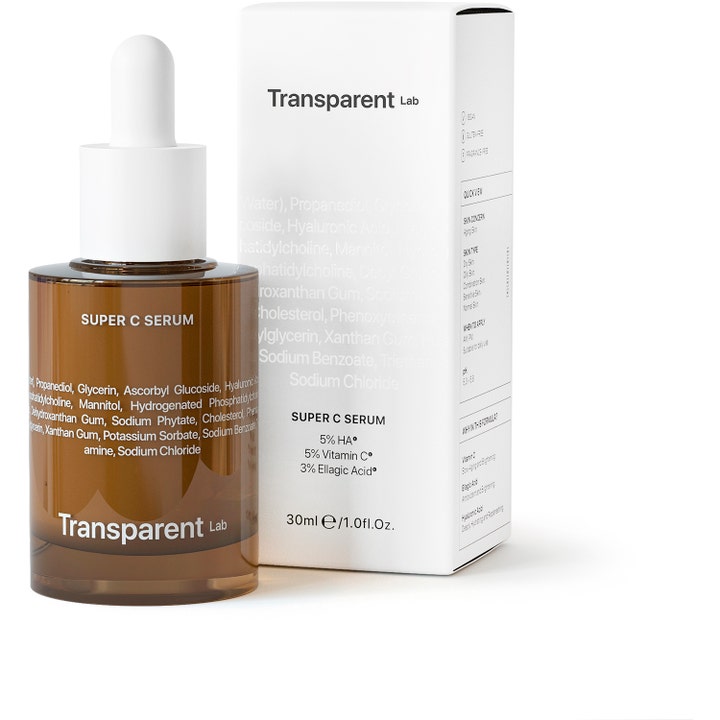 Niche Beauty Lab Transparent Lab Super C Serum 30 ml glødgivende ansigtsserum i brun glasflaske