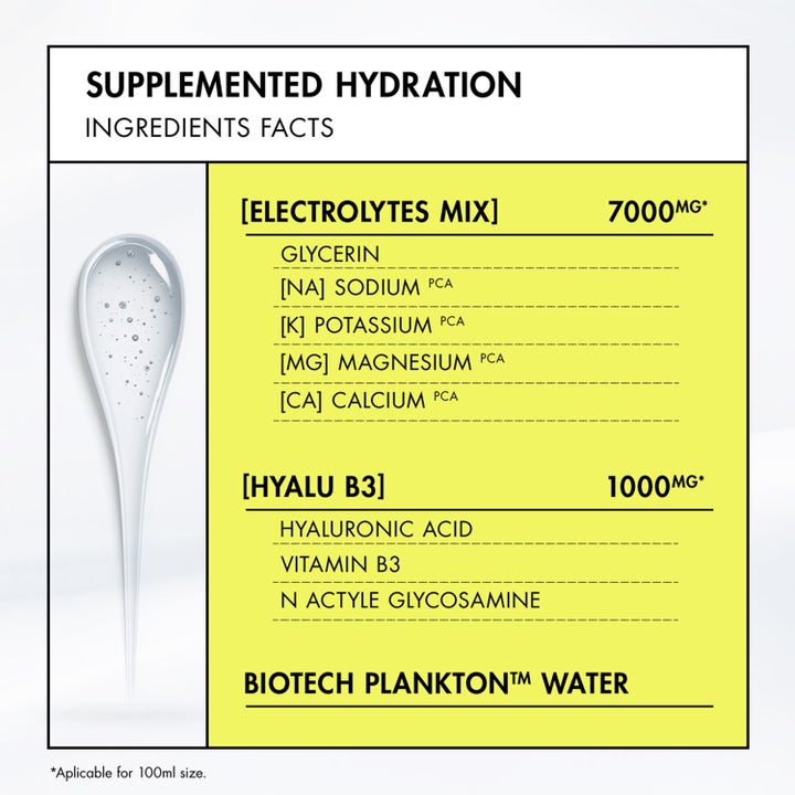 Biotherm Aquasource Hyalu B3 Gel 100 ml ingrediensliste med elektrolytter og hyaluronsyre
