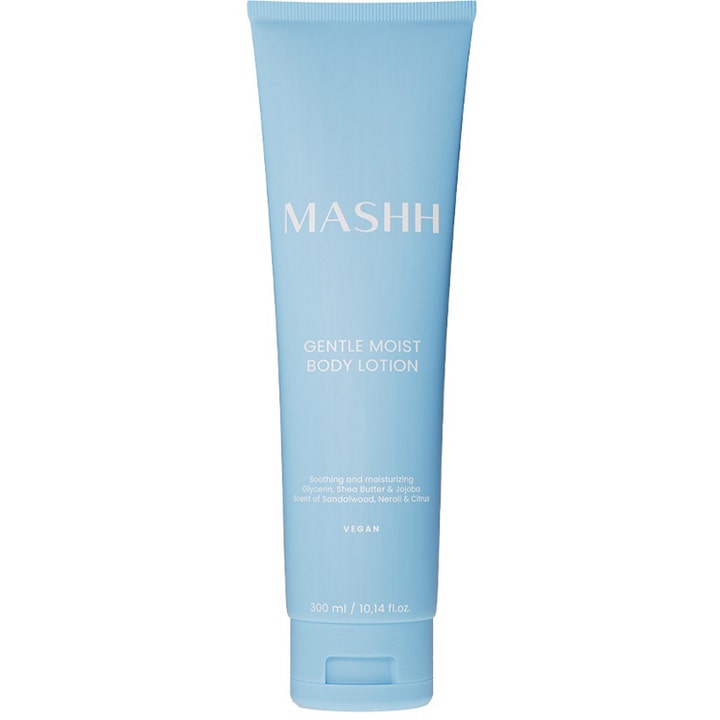 MASHH Gentle Moist Body Lotion 300 ml fugtgivende bodylotion der beroliger huden i en lyseblå tube med hvid skrift